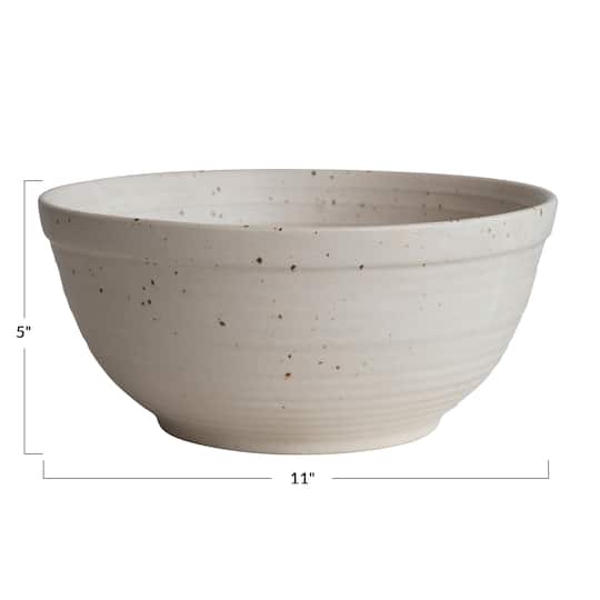 Hello Honey® 11" White Speckled Glaze Farmhouse Stoneware Bowl